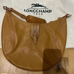 Leather Longchamp hobo with dust bag